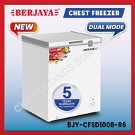 (130 LITRE) Berjaya Premium Dual Chest Chiller &amp; Freezer BJY-CFSD100B-R6 (White) 5 YEARS Compressor warranty