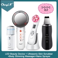 CkeyiN EMS LED Light Facial Skin Care Beauty Device Face Ultrasonic Skin Scrubber Cavitation Body