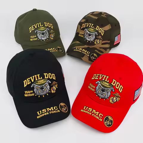 USMC 250th Anniversary Cap Embroidered Devil Dog Bulldog Marine Corps Baseball Hat Eagle Globe Ancho