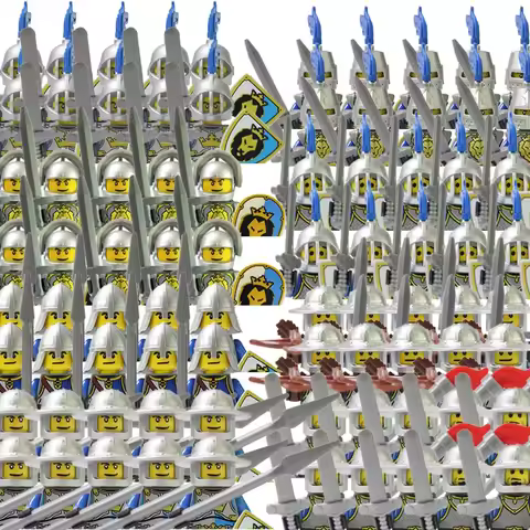 Medieval Military Roman Soldiers Figures Sets Castle Teutonic Knights Spartan Building Blocks Weapon