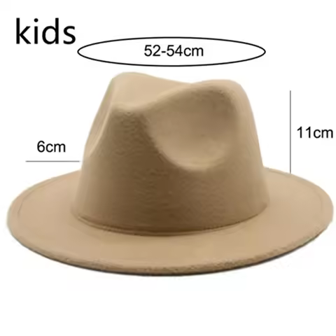 Kids Hat Girl 52cm Small Child Felt White Black Winter Hat Casual Dress Boy Girls Child Fedora Winte