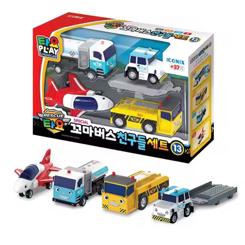 Children's toys, mini inertia car TAYO, Taiyou bus, four cars, airport vehicle, airplane, oil tank t