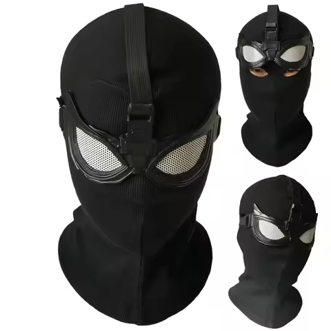 Superhero Peter Parker Spider Mask Cosplay Stealth Suit Black Helmet Halloween Masquerade Party Cost