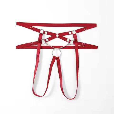 Men's Hollow-Out Cross Strap Flirtatious Underwear CB Lock Fixing Strap Adjustable Chastity Lock Aux