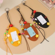 New hand-woven beaded hanging ornament  Leather travel boarding pass and document holder accessory