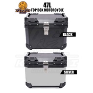 Water Proof Top Box 45L 47L 55L 65L Universal Box Aluminium Premium ABS Box Free Tapak Free Leather Inner Free Reflector