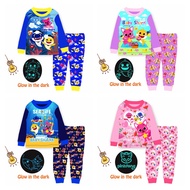 [SG SELLER] Cuddle Me kids Glow in the Dark Baby Shark Pyjamas sleepwear children girls boys