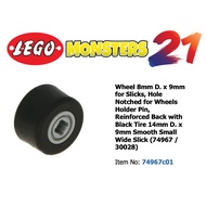 [1 piece] 8mm wheel D. x 9mm black tire 14mm D. x 9mm small wide lubricates (74967 / 30028) Product 