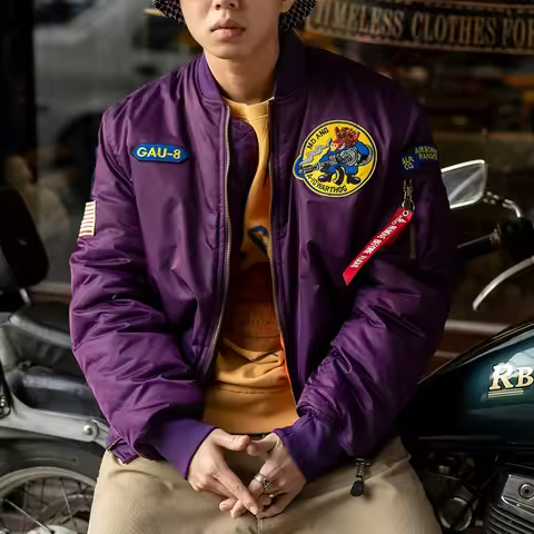 New USAFA Winter Men White Black Purple Varsity Bomber Jacket Coats US AIR FORCE Embroidery Vintage 
