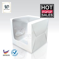 6" White L Shape Window Cake Box Window Tall Cake Box 6"x6"x6"