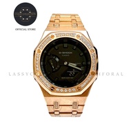 G-Shock GA-2100-1A1 With Customised Rose Gold Stainless Steel Crystal Set