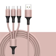 สายชาร์จเร็ว 3 หัว 3 in 1 สายชาตแบตเร็ว สายชาร์ทไอโฟน USB to Type C Micro สายชาร์จเร็วซิลิโคนเหลว Fo