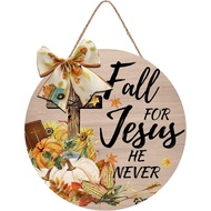 Fall for Jesus Sign, Home Decorations Religious Pumpkin He Will Never Leave Fall Decorative Sign, Ch