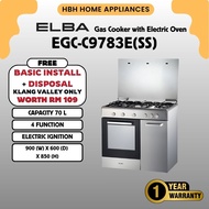 【DELIVERY BY OWN LOGISTICS】ELBA 90cm Gas Cooker with Electric Oven EGC-C9783E(SS) 70L Oven Capacity