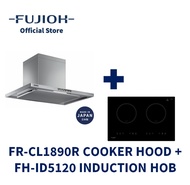 FUJIOH FR-CL1890R Made-in-Japan OIL SMASHER Cooker Hood (Recycling) + FH-ID5120 Induction Hob with 2 Zones