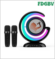 FDGBV Bluetooth Music Player KTV Sound System Atmosphere Colorful Lighting Wireless Dual Microphone Speaker New Home Outdoor Karaoke DFGHD