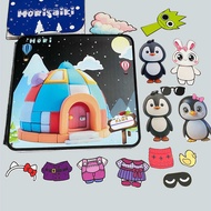 Papercraft Igloo Penguin Sprunki Paper Doll House Mainan Buku Bongkar Pasang Anak