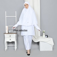 Baju Umroh Wanita Setelan Lengkap Baju Ihram Wanita Putih Full Bordir