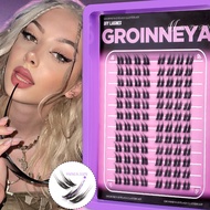 GROINNEYA Natural Eyelash Fox Eye Lengthening Eyelash Spiky Faux Mink Thin Band Eyelash Barely There