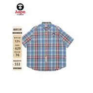 Aape Flagship Store Men's Spring Summer LOGO Badge Plaid Casual Loose Short-Sleeved Shirt 8519XXO