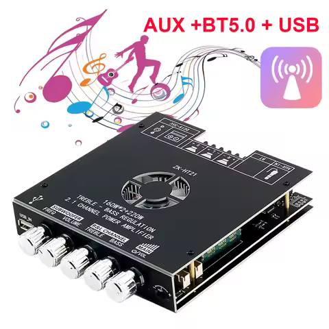 ZK-HT21-3G Audio Power Amplifier Module 2.1 Channel DC15-36V Subwoofer Power Stereo 160Wx2+220V BT5.