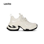 Lovito Sporty Sneakers Thick Sole Sneakers Dad Shoes Sneakers for Women LFA89007