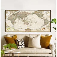 (With frame) European classical map decoration canvas art printing