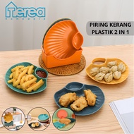 TEA 2-in-1 Plastic Shell Plate Small Shell-Shaped Divided Dinner Plate, Multifunctional Shell-Shaped
