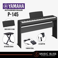Yamaha P-145 88-Key Digital Piano with Keyboard Bench - Black (P145/ P-145B / P145B)