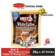 White Coffee Tongkat Ali Ginseng Meet U 5 IN 1 less sugar added  20's x 28g  white coffee  sin sing coffee