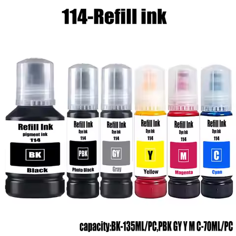 Compatible Epson 114 Refill Ink Kit Pigment Refill Ink Dye Refill ink For Epson EcoTank ET-8550 ET-8