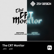老式CRT复古电脑屏幕闪烁霓虹效果PS动作The CRT Monitor设计素材