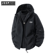 JEEP SPIRIT 1941 ESTD อินเทรนด์หลวมชุดทำงานกันลม & กันน้ำเสื้อนอกปีนเขาเสื้อแจ็คเก็ต