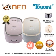 TOYOMI 0.8L SmartHealth IH Rice Cooker With Low Carb Pot RC 51IH-08 - White / Pink