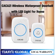 Cacazi Waterproof Wireless Doorbell Remote Range Smart Door Bell  Receiver LED Doorbells