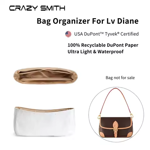 CRAZYSMITH Dupont Paper Bag Organizer For LV Diane Waterproof Handbag Inner Bag Insert Storage Bags 