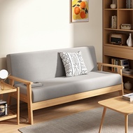 Sofa Chair Nordic Minimalist Double/Single/3 Seats Solid Wood Soft Nordic Sofa Bed Wooden Sofa Stool Modern Solid Wood 1/2/3 Seater Living Room Small Apartment