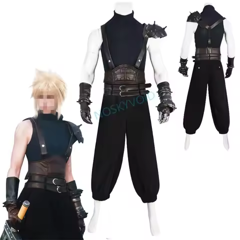 Anime FF7 Cloud Strife Cosplay Costume FFVII ACC Cloud's Combat Uniform Set Halloween Advent Childre