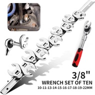 11pcs 3/8Inch Drive Crowfoot Wrench 10 To 22mm Metric Foot Open End Spanner Wrenches Key
