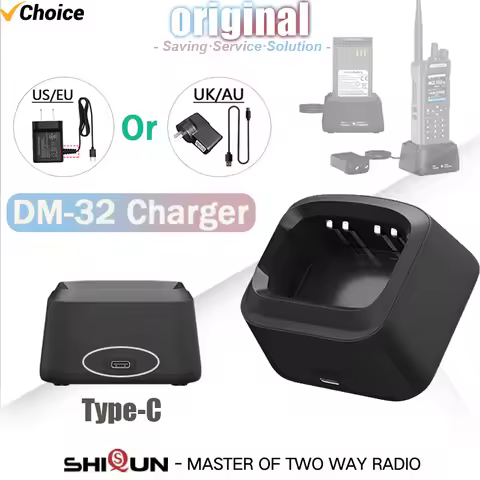 1/2PCS Baofeng DM-32 Walkie Talkie Charger Base Original UV32 Desktop Charger TC-UV32 Chargers with 