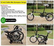 16 Inch Golden Trifold Aluminium Bike * Brompton Trifold Design