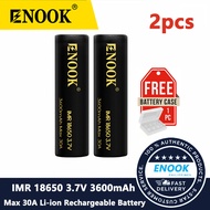 ENOOK 2PCS Rechargeable Battery 18650 3600mAh 3.7V Li-ion 30A Discharge Flat 100% Original Legit Lit