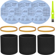3 Pack 90585 Foam Sleeve Filter and 3 Pack 90107/90137 Wet Dry Vac Filter for Most Shop Vac 5 Gallon