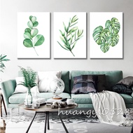 [Solid Wood Frame] Ins Style Green Plant Canvas Painting Nordic Living Room Bedroom Wall Hanging Pai
