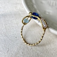 老林雜貨 | 藍晶石珍珠框框戒指-搭海藍寶