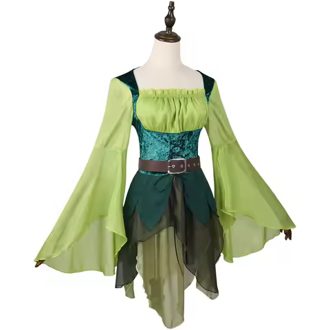 Enchanted Forest Elf Gown – Glowing Fairy Dress for Halloween & Stage Play