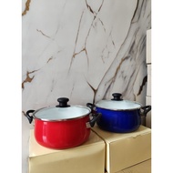 ENAMEL DUTCH OVEN POT WITH GLASS LID 22 CM