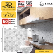 Hexagon Marble 3D Tiles Sticker Kitchen Bathroom Wall Tiles Sticker Self Adhesive Backsplash Clever Mosaic 12x12 inch 30x30cm Mosaic Self Adhesive Wallpaper Sticker PVC 3D Waterproof Oilproof Ceramic Tiles Stickers DIY Home Decor Kitchen Bathroom Toilet