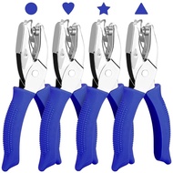 4 Packs Shape Hole Punch Set - 1/4" Circle, Heart, Star, Triangle Puncher with Soft Grip for Binder,