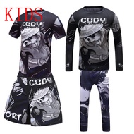 Compression Kid's Running T-shirt+pant Sets Rashguard Boy Jiu jitsu MMA Children Tracksuit Muay Thai Shorts Gym Clothing